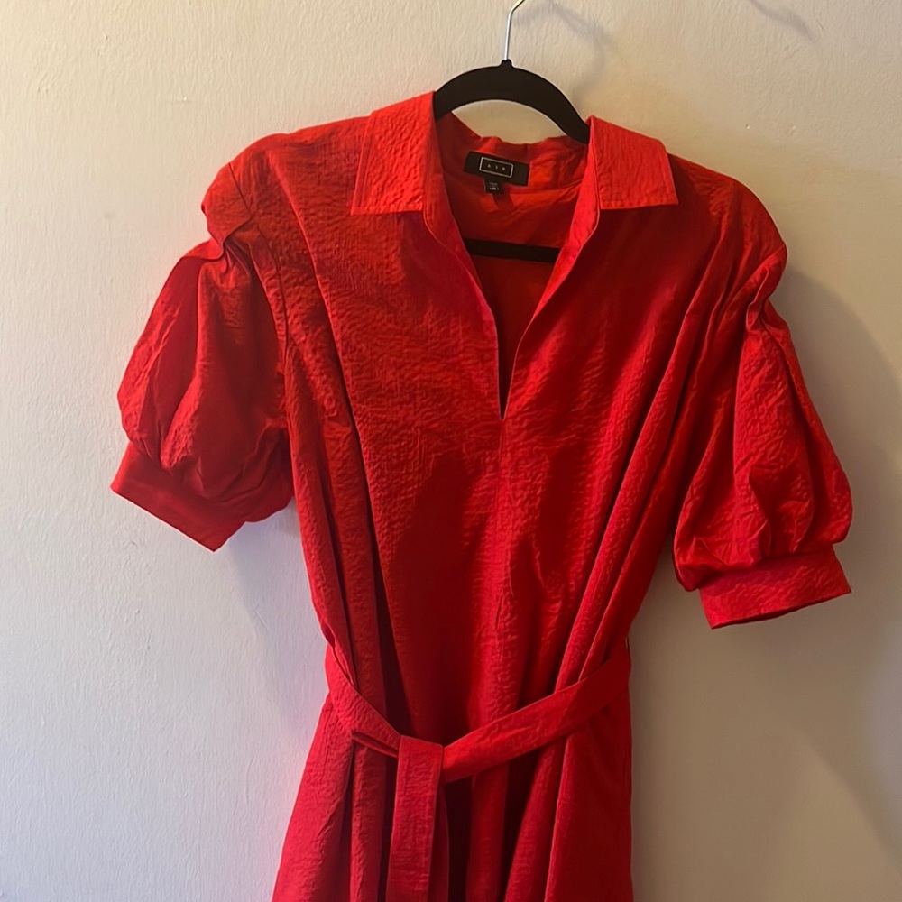 Red puff sleeve AYR dress, lined, never been worn